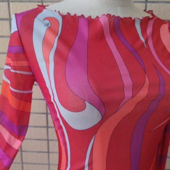 Pucci pink vortex see-through fitted long dress - Picture 7 of 11